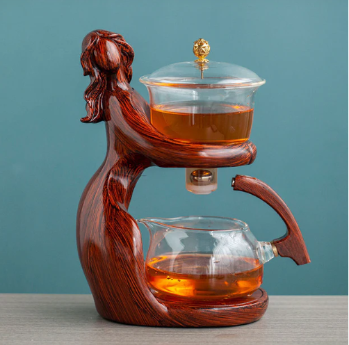 Semi-Automatic Kung Fu Tea Set – Heat Resistant Glass Teapot with Infuser & Automatic Brewing Base